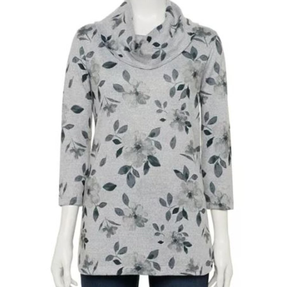 Women's Croft & Barrow 3/4 Sleeve Cowlneck Top M